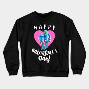 Happy Valentine's Day Hyacinth Macaw Parrot Couple Crewneck Sweatshirt